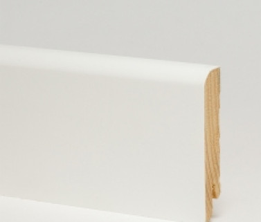Деревянный плинтус Pedross белый гладкий прямой (70мм)